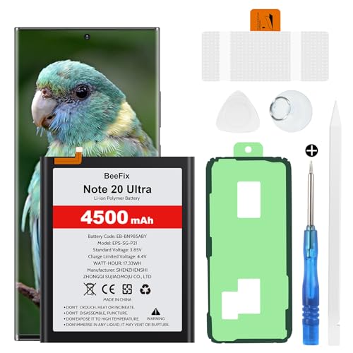Beefix Batterie de rechange haute capacité pour Samsung Galaxy Note 20 Ultra (N986B) 4500 mAh pour Galaxy Note 20 Ultra 5G (EB-BN985ABY) avec outils de...