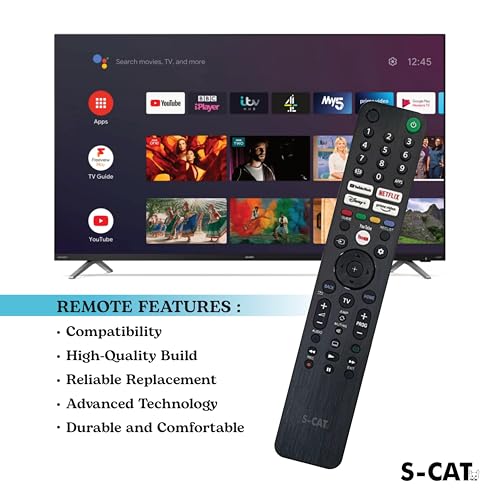 Image of S-CAT Compatible with All Sony Smart Android 4k Google TV Remote Control Without Voice Command with 4 OTT Hotkeys (in case of Any Issues, Contact Customer Care)