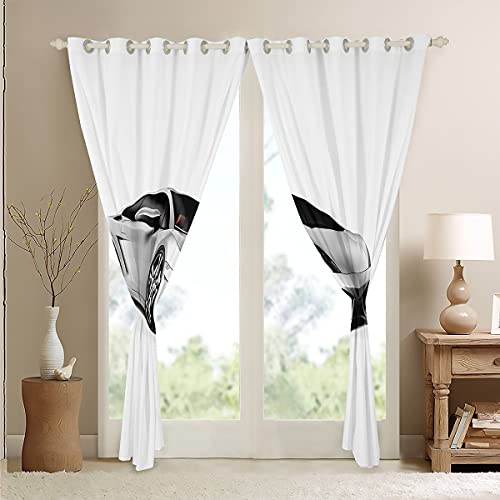 Loussiesd Race Car Curtains Boy Man Sport Curtains for Bedroom Living Room Kids Teens 3D Speed Sports Car Windows Drapes Room Decoration White Black,W66*L72 - Image 4