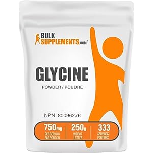 BulkSupplements.com Glycine Powder – Glycine Supplements, Glycine 3000mg – Glycine Amino Acid Supplement, Pure & Gluten Free – 3000mg per Serving, 500g (1.1 lbs) (Pack of 1)