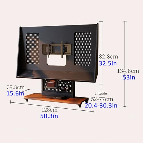 Soporte móvil para TV con marco de madera y ruedas para pantallas hasta 55" miniatura 2