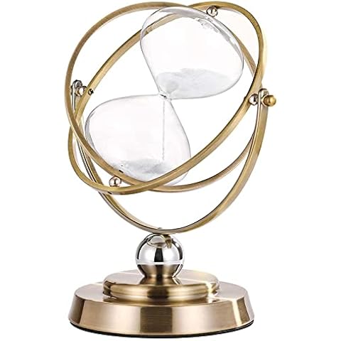 Brass Hourglass 60 Minute Sand Clock Timer:720° Rotating Antique White Sand Watch 60 Min,Antiguo Reloj De Arena 1 Hora,Large Metal One Hour Glass Sandglass for Office Desk Home Wedding Gift Decorative Cover
