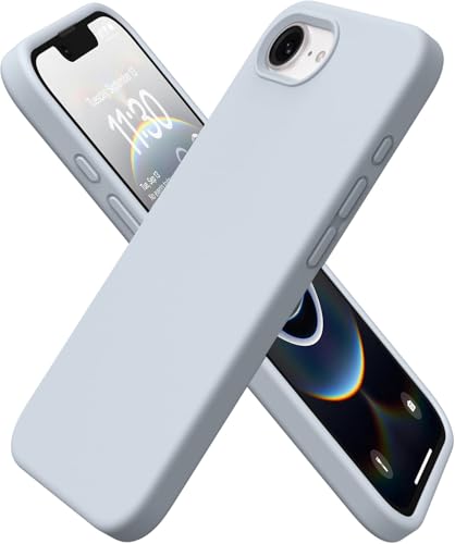 Image of DIZORO Compatible with iPhone 17e / iPhone 16e Case 6.1 inch Liquid Silicone 3 Layers Full Covered Soft Gel Rubber Phone Case,Shockproof Protective Cover with Anti-Scratch Microfiber Lining-Mist Blue