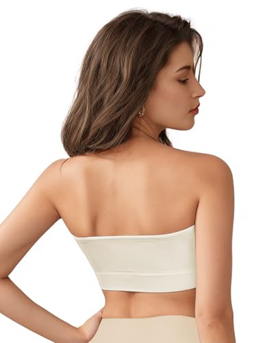 Strapless Bras for Women, Non-Slip Silicone Bandeau Bra, Wireless Padded Bralette Seamless Tube Top Push Up Bra3
