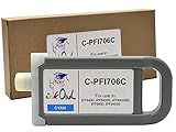 InkOwl Compatible Ink Cartridge Replacement for Canon PFI-706C (700ml, Cyan) for iPF8400, iPF8400S, iPF8400SE, iPF9400, iPF9400S Printers