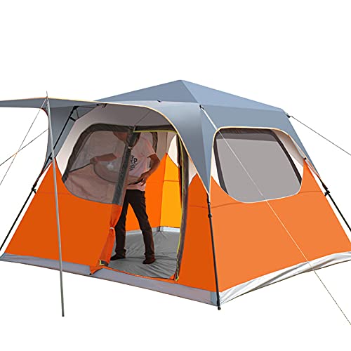 Tente camping 5-8 places double couche automatique avec auvent de protection