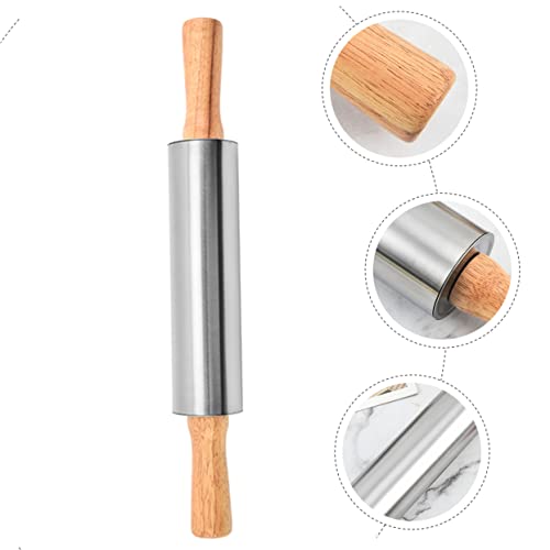 Rodillo para hornear, 2 piezas de rodillo de acero inoxidable para galletas, rodillo de metal para galletas, pan francés, rodillo para pan, rodillo para galletas, rodillo de cocina, paño de reposter