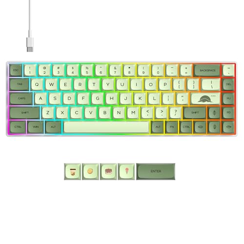 Image of 65% Mini Wired Keyboard RGB Blacklit for Office Gaming,68Matcha