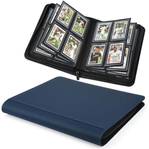 Image of Toploader Binder,Toploader Hard Cases, 4-Pocket Pages Sleeves Hold up 128 Cards.Toploader Card Binder with Sleeves for inch3x4 inch rigid,Card Holder(blue)