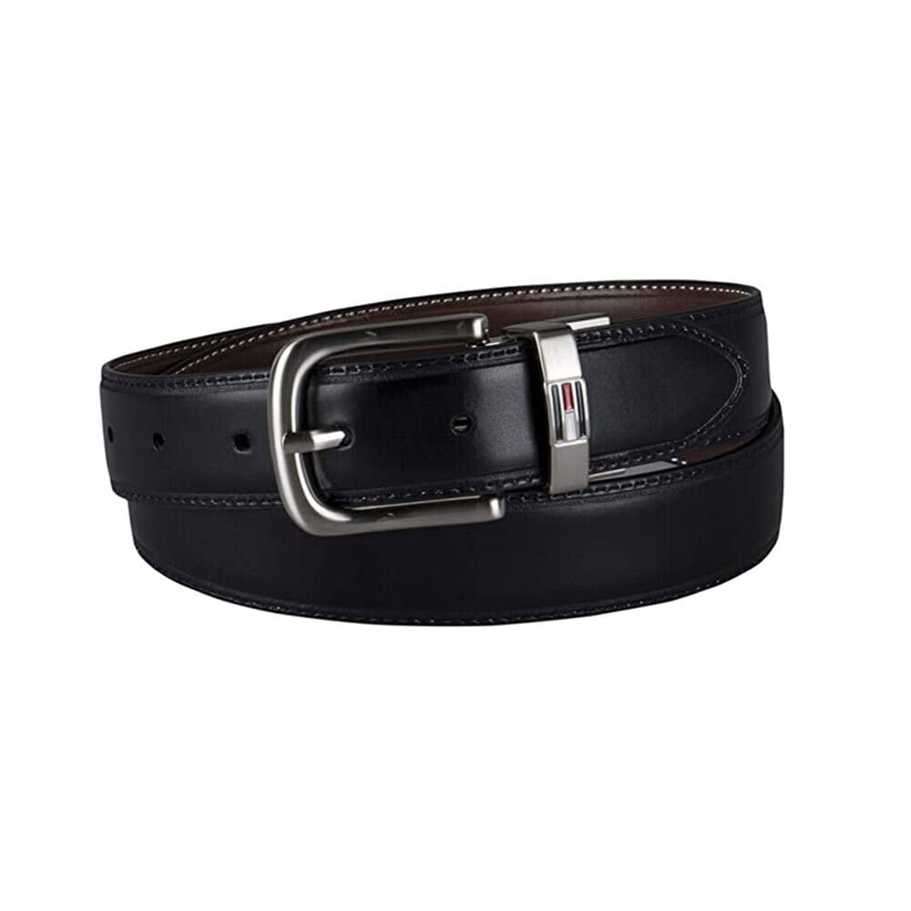 Tommy Hilfiger Set di cinture da boxe da uomo con cintura reversibile nero-marrone con due fibbie intercambiabili