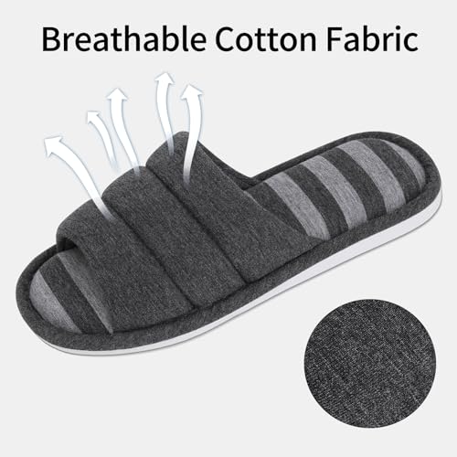Image of shevalues Open Toe House Slippers for Women Men Memory Foam Bedroom Shoes