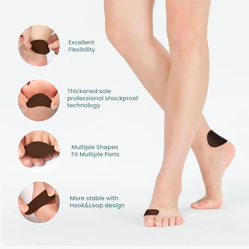 Image of Promifun Moleskin Strips with Adhesive Blister Prevention Pads 48Pcs,Brown | Mole Skin Tape Stickers for Feet Heel Shoes Padding- 4 Pre-Cut Shapes Blisert Bandage for Feet,Travel Essentials
