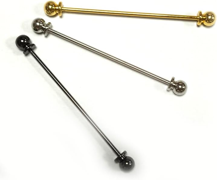 3PCS Men's Brass Ball Collar Tie Pins, Classic Shirt Collar Bar Tie Clips, for Lapel, Brooch and Formal Wear(Silver, Golden, Black)