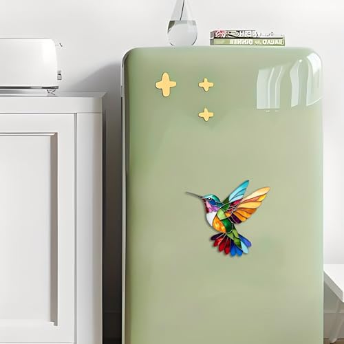 Imán de colibrí estilo vidriera acrílico miniatura 5