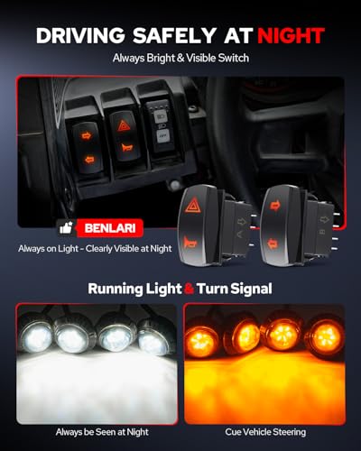 Image of Benlari UTV Turn Signal Kit with Horn, ATV Turn Signal Side by Side, ATV Blinker with Power Switch Street Legal Kit Fit for Polaris RZR PRO, Polaris Ranger XP /Can-Am x3, Kawasaki, CFMOTO & Golf Cart