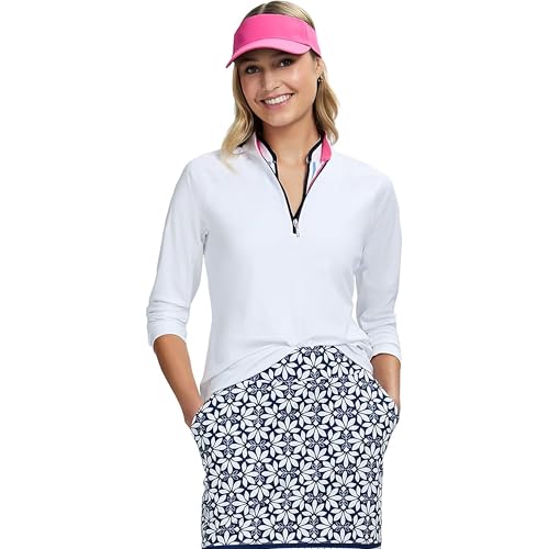 IZOD Women's Paloma Quarter Zip Pullover, Bright White, Medium