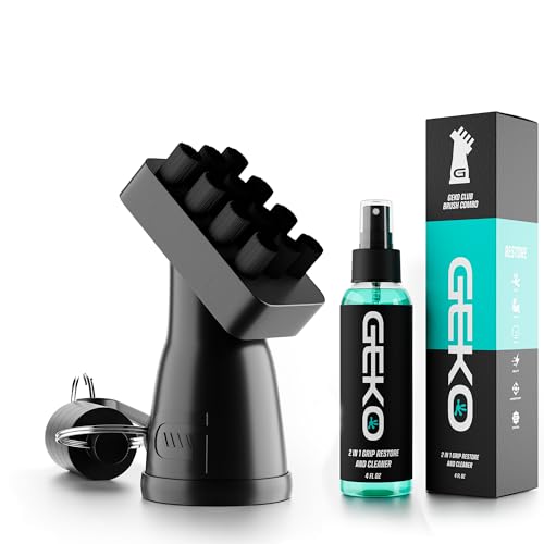 Geko Golf Club Brush and Cleaner System with Magnetic Attachment Golf Club Cleaning Brush for Grooves Grips Irons and Balls