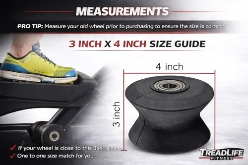 Elliptical Roller Wheel | Replacement for ProForm 20.0 CrossTrainer | 3\"W x 4\"D | Part #238880 | Free Bearing Grease Included - Thumbnail 6