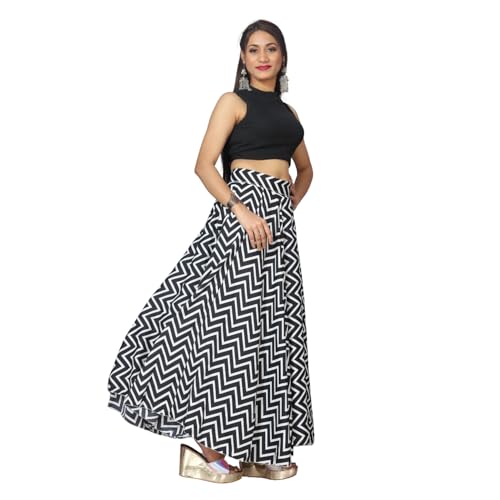 Image of JYESHTA Women's American Crepe Flared A Line Stitched Long Skirt with 12 Mtr Flare 40 in Height | Skirts for Women Long Length | Long Skirts for Girls