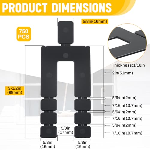 Image of 750 Pcs 1 /16 inch x 3-1 /2 inch Stack Shims Bulk Stackable Black Shims for Windows & Doors