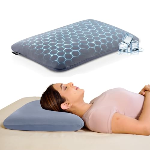 Image of CareFoam Cooling Memory Foam Pillow - Feels Cool on Touch | Nylon Spandex Cold Fabric Cover | Orthopedic Cervical Neck Pain Relief Pillow for Back, Side & Stomach Sleepers