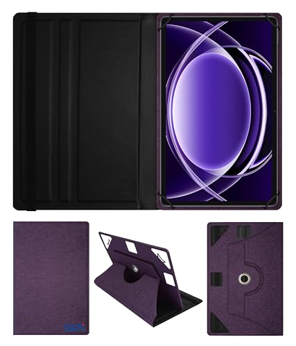 Image of ACM Rotating Nylon Case Cover Viewing Stand Compatible with Brave Ark 12.95 inch Tablet Front & Back Cover Purple