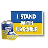 I Stand With Ukraine Yard Sign, Can Cooler, and Car Decal, 21594 | 11 Inch by 14 Inch 2-Sided Yard Sign Includes Stakes (1)