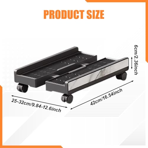 Soporte para Torre de PC con Ruedas Giratorias, Carrito Móvil para CPU con Diseño Elevado y Guardarrails, Ideal para Salas de Juego, Estudio o Hogar, Grano de Mármol Negro miniatura 3