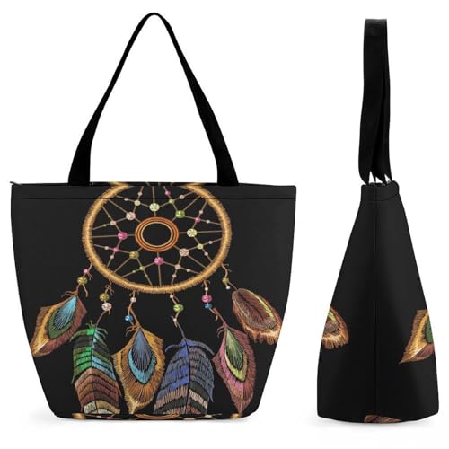 Attrape-rêves sac à main femme grand sac à bandoulière en toile pour cours
