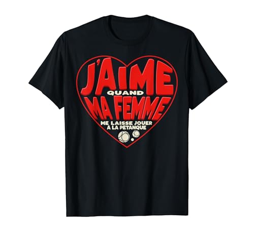 Pétanque Humour Boccia Homme Petanque T-Shirt, Homme, Noir, XL