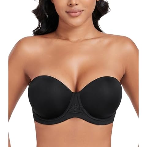 DotVol Women's Multiway Strapless Bra Full Figure Underwire Contour Beauty Back Plus Size Bra(36D, Black) Cover