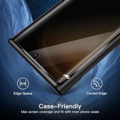 Image of VIZER Privacy Screen Protector for Samsung Galaxy S23 Ultra (1 Pack) | Anti-Spy Privacy Film | Full Coverage Screen Guard | Fingerprint Unlock Compatible | HD Clarity | Bubble-Free | Scratch Resistant