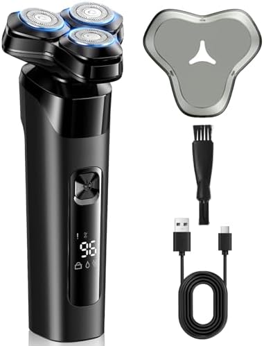 （13:00時点） ひげそり 電動シェーバー 【2025新登場 360°深剃り】 電気シェーバー メンズ 髭剃り USB充電式 3刀頭 54枚刃 二重剃刀ネット 深剃り 低騒音 IPX7完全防水 1時間急速充電 乾湿両用 軽量 高速回転モーター LEDディスプレイ付き 360°フレックスヘッド 男性用 シェーバー 父の日 誕生日プレゼント