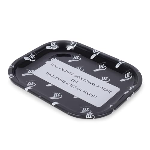 Image of LIT Metal Rolling Tray (Black Edition) for Cigarette, Smoking Ash Bowl, Smoke Tray, Size 18x14cm (LITAF Accessories)