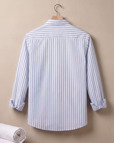 Image of Afflatus Men's Striped Casual Regular Fit Shirt Cotton Blend Stripe Full Sleeve Stylish Shirt for Men