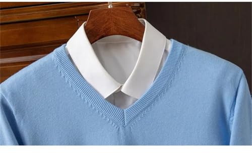 Men's Knit Slim Fit Sweater V-Neck Long Sleeved Pullover Cashmere Knitted Bottom Tops Soft Warm Sweater2