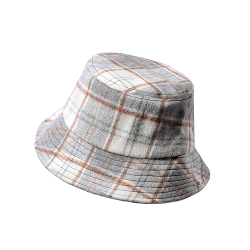 TZYZZQH Woolen Fabric Bucket Hats for Women, Winter Warm Wool Bucket Hat, Ladies' Windproof Hat, Light Gray, One Size