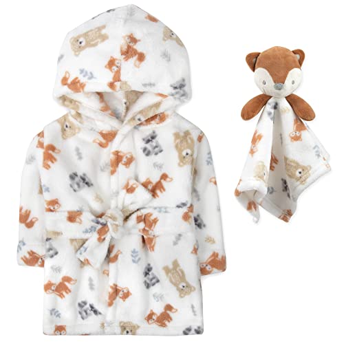 Image of Baby Robe Set for Boys & Girls 0-9 Months - Hooded Robe & Lovey Gift Set