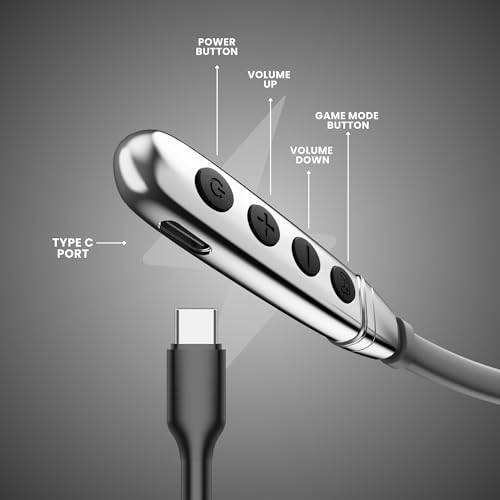 Image of OOGE Tune 3 in-Ear Bluetooth Gaming Neckband, 35MS Low Latency, Magnetic On-Off, 3D Surround Sound, IPX4 Sweat Resistant, 50H Playtime, 10mm PureTone Driver, Type-C Port, BT5.3, Dual Mic (Ash Grey)