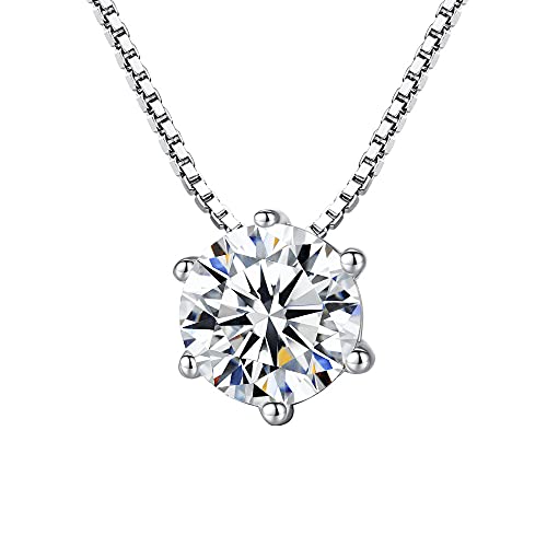 Collier chaîne brillant 1 carat anti-accroche avec pendentif zircon sécurisé six griffes