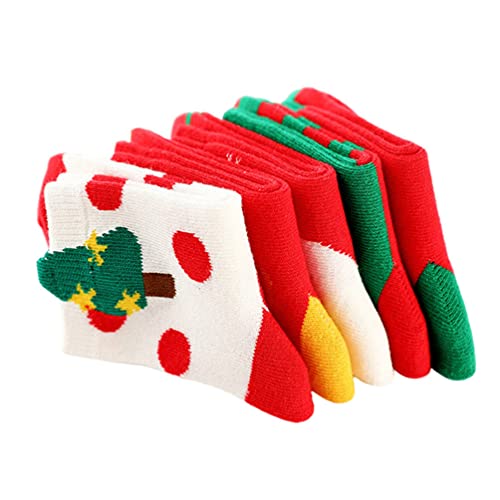 ABOOFAN Woman Slippers 5 Pairs Christmas Socks Cotton Winter Socks s Holiday Socks Fluffy Socks for Kids Santa Claus House Socks Child Xmas Socks Household Thermal Socks Girl Child
