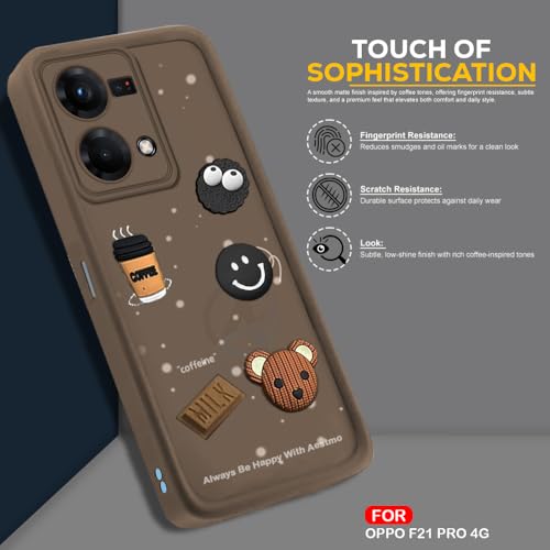 Image of AESTMO Back Case Cover for Oppo F21 Pro 4G Cover | Cute Fun Cartoon 3D Ball | Coffee Silicone Case | Full Body Protection | Camera Protection Back Cover for Oppo F21 Pro 4G (Brown)