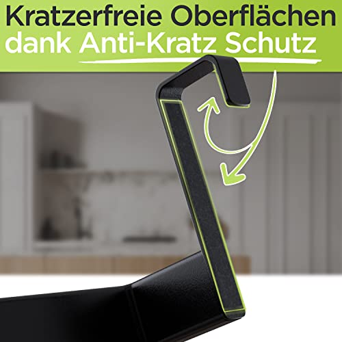 Foto von DEELIA® Geschirrtuchhalter Küche | Handtuchhalter ohne Bohren zum Einhängen am Küchenschrank | inkl. 4 Haken | Handtuchhalter schwarz, Edelstahl