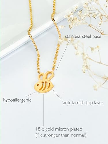 Altitude Boutique Bumble Bee Necklace, Honey Bee Hive Necklace for Women (Silver, Gold)4