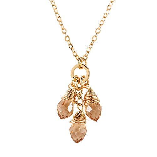 SB Design Studio Hand-Wrapped Crystal Chemistry Necklace with Gold Chain, Iron