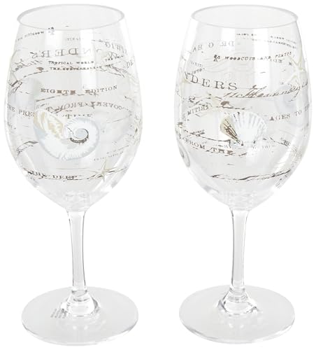Coastal Home 2 Pk Acrylic Sealife Wine Goblets One Size Clear