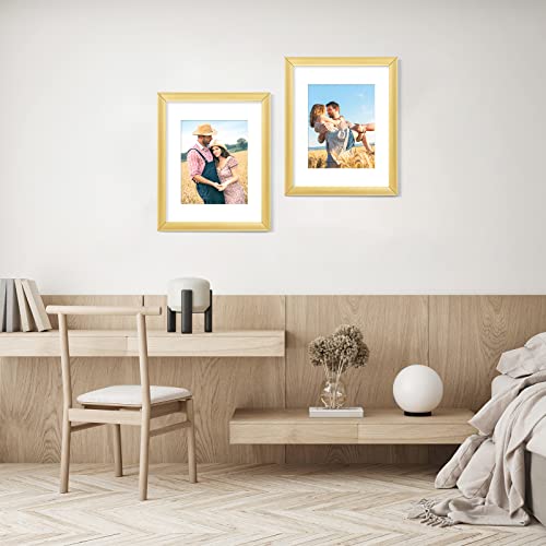 Ksroecud 11 X 14 Picture Frame Set Of 2 With High Definition Plexiglass, 11X14 Picture Frame With Mat For 8X10 For Wall Mounting, Gold #TOP5