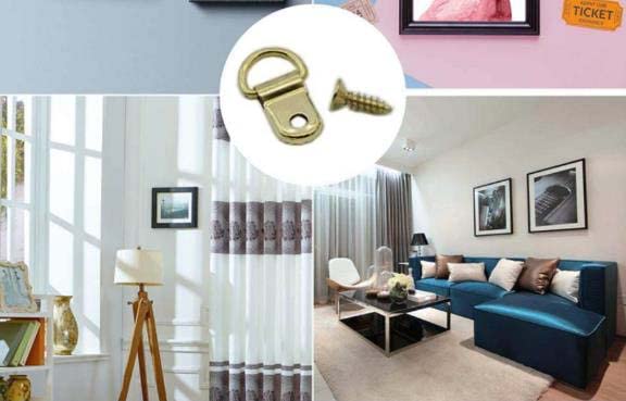 Palmetto Housewares Picture Frame Hangers D-ring 100 Sets, Picture D-Shape Hooks 100PCS (Golden-100), Bright Steel - Image 4