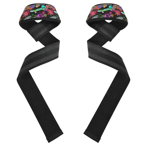 STAYTOP Cute Cartoon Dinosaur Wrist Straps for Weightlifting,Lifting Straps with Neoprene Cushioned Wrist Padded and Anti-Skid Silicone for Strength Training,Bodybuilding,Deadlifting