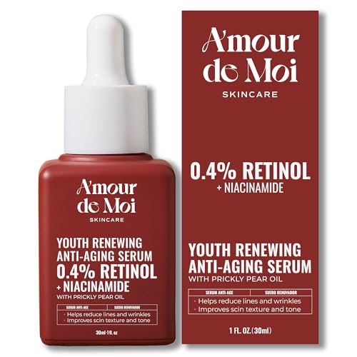 ADM Anti Aging Pure Retinol Serum For Face with Niacinamide – Resurfacing, Smoothing Fine Lines, Wrinkles, Acne Scars – Moisturizing Facial Skincare Treatment for Sensitive Skin – 1oz